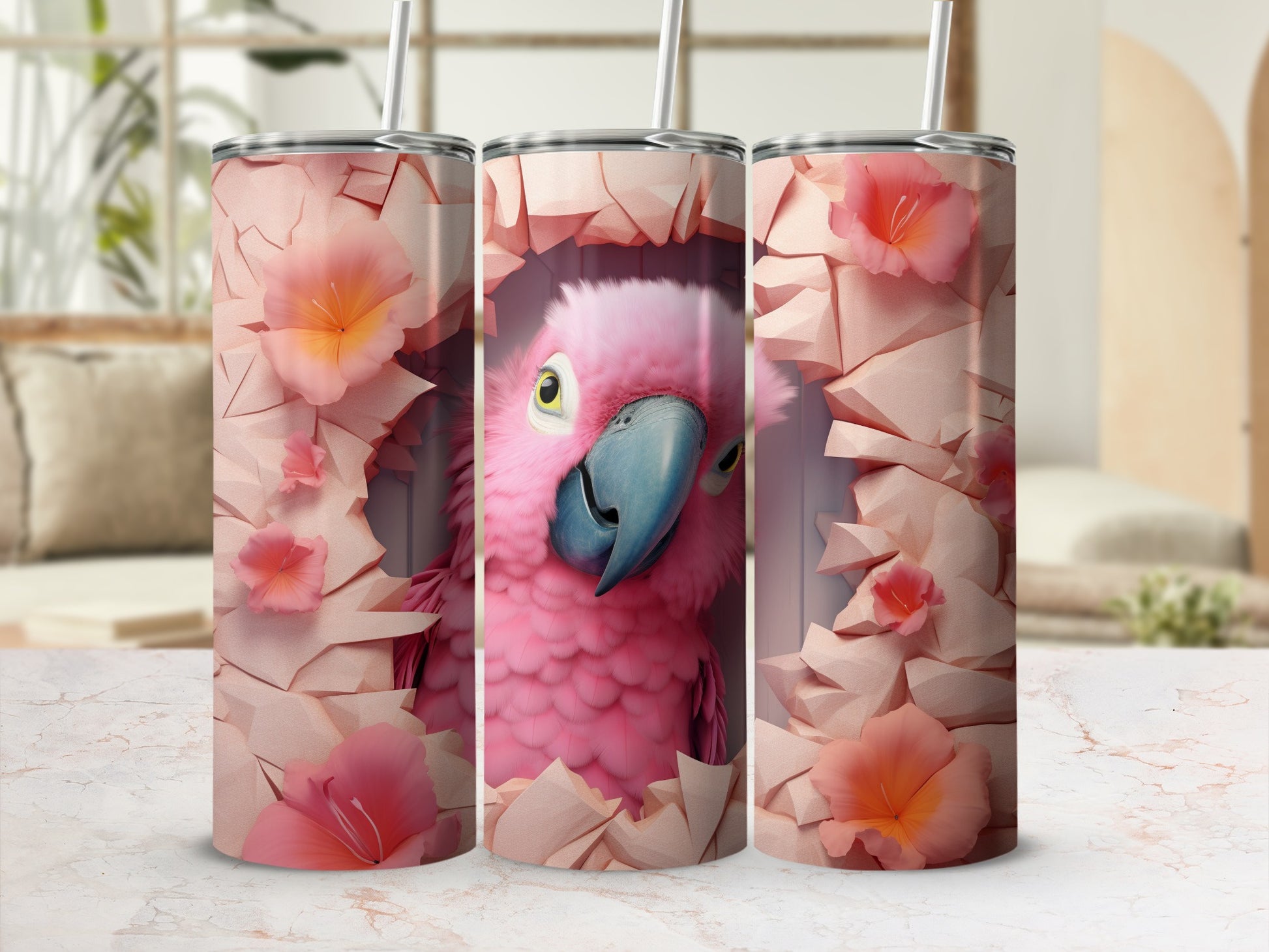 Pink Parrot Geometric Flower Design Tumbler product type
Pink Parrot
Parrot Design
Bird Art
Geometric Pattern
Flower Art
Tropical Bird
Cute Parrot
Pink Theme
Tumbler Cup
Drinkware
Beverage Holder
Gift Idea
Unique Design
Home Decor
Fashion Drinkware
Modern Art
Animal Lover
Nature Inspired
Artistic Print
Abstract Design