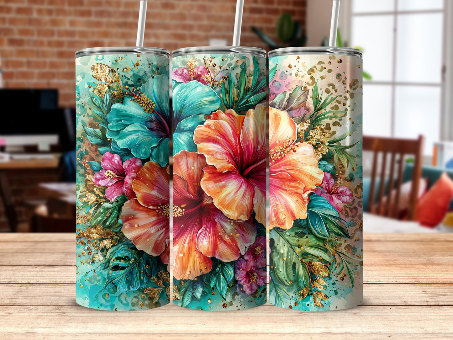 Colorful Floral Design Tumbler Stainless Steel Tumbler
