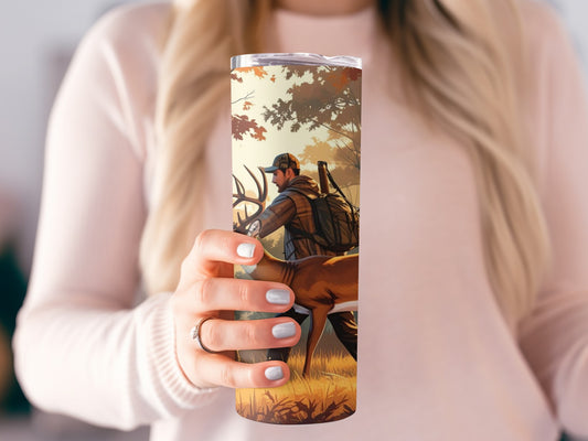 Hunting Scene Insulated Tumbler with Deer and Hunter