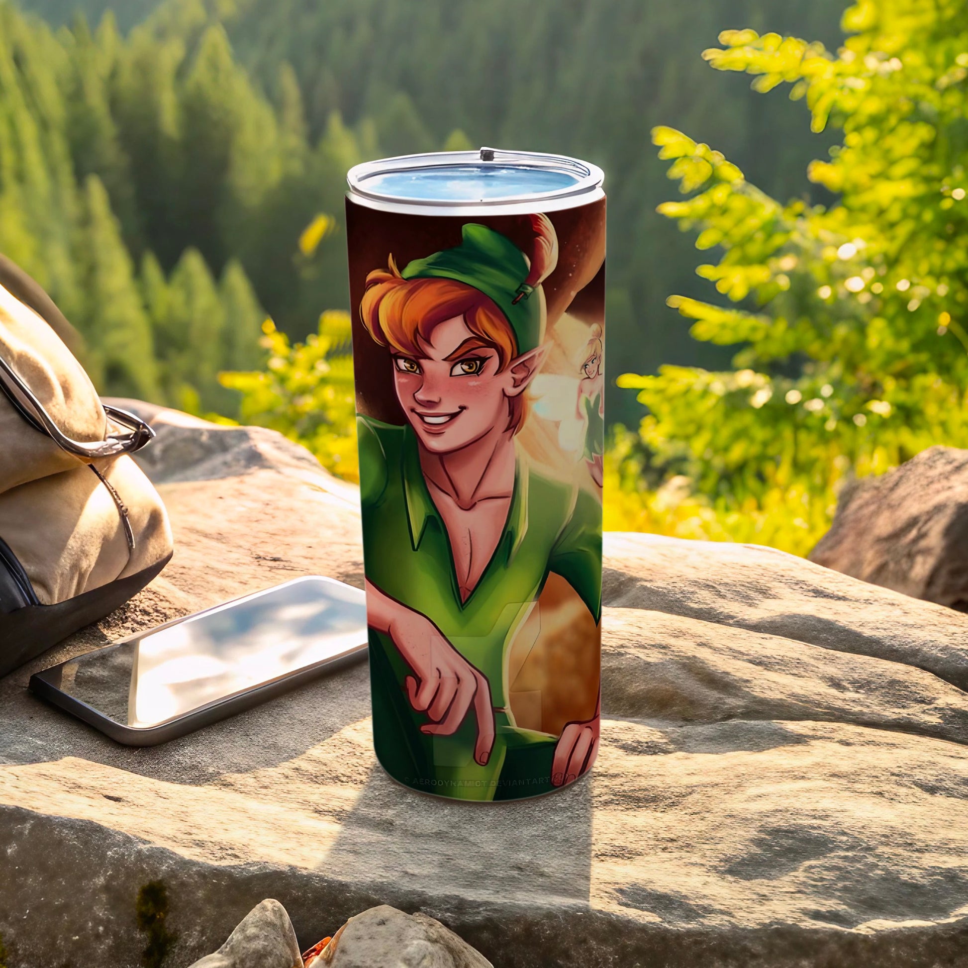 Peter Pan Character Art Tumbler with Lid