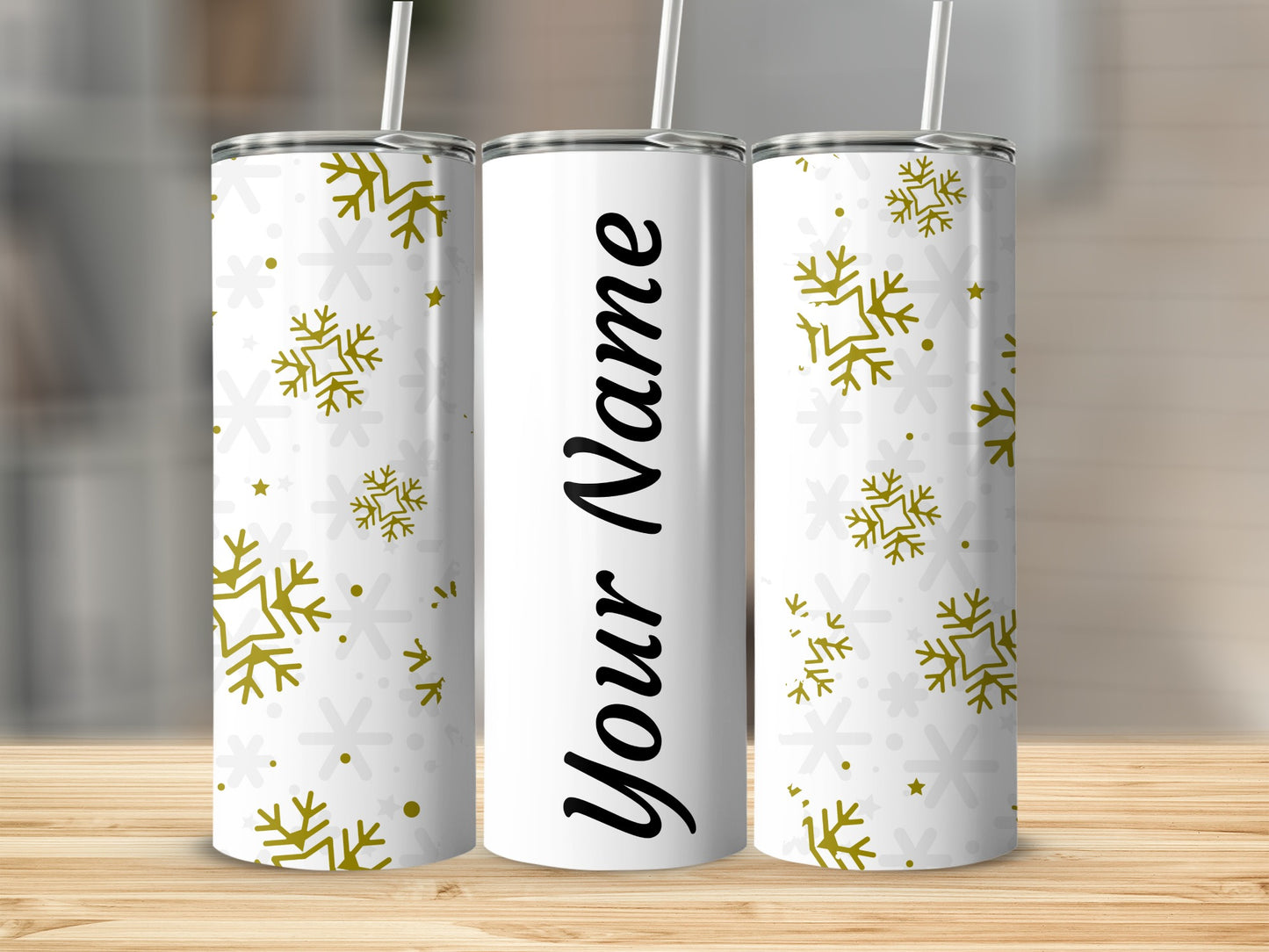 Personalized Snowflake Print Insulated Tumbler