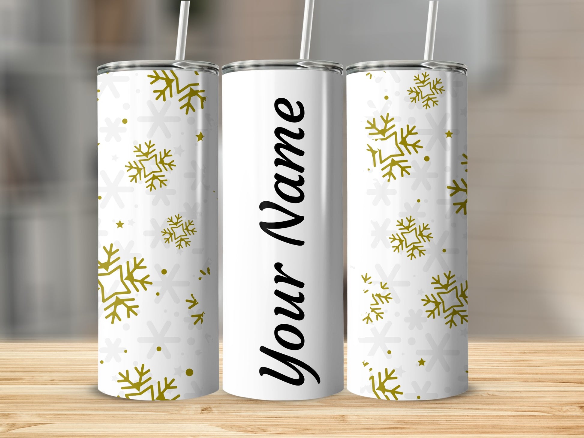 Personalized Snowflake Print Insulated Tumbler