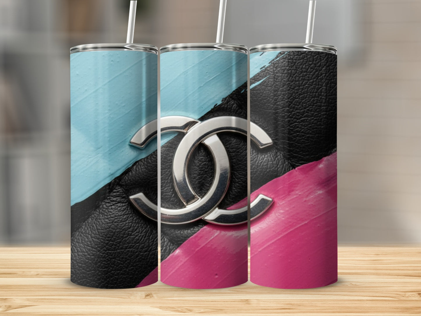 Stylish Pink and Blue Abstract Design Tumbler Cup