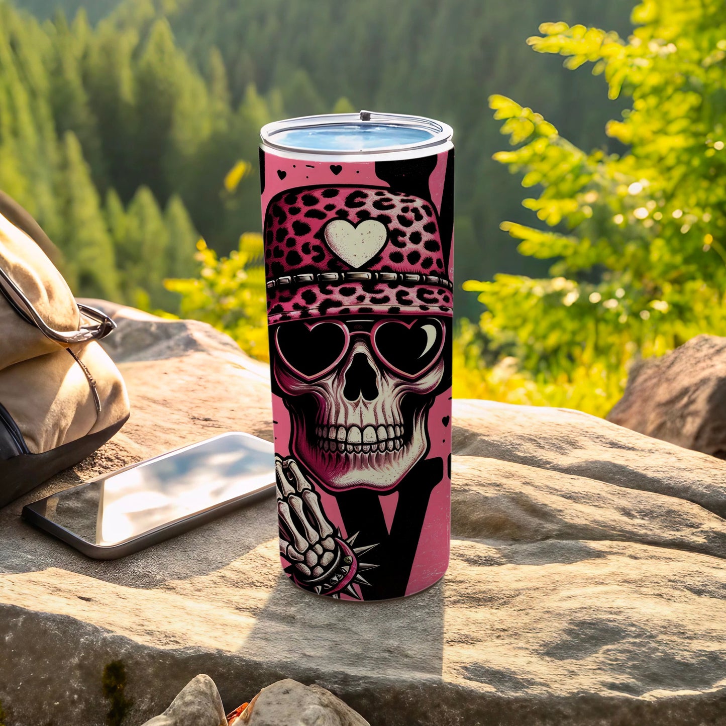 Pink Skull Leopard Print Heart Sunglasses Tumbler product type