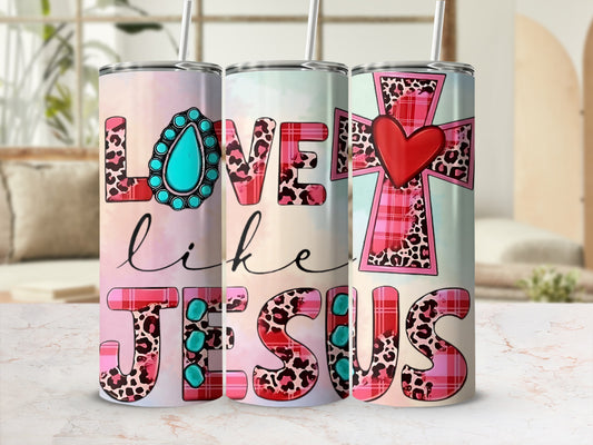 Love Like Jesus Inspirational Tumbler with Straw