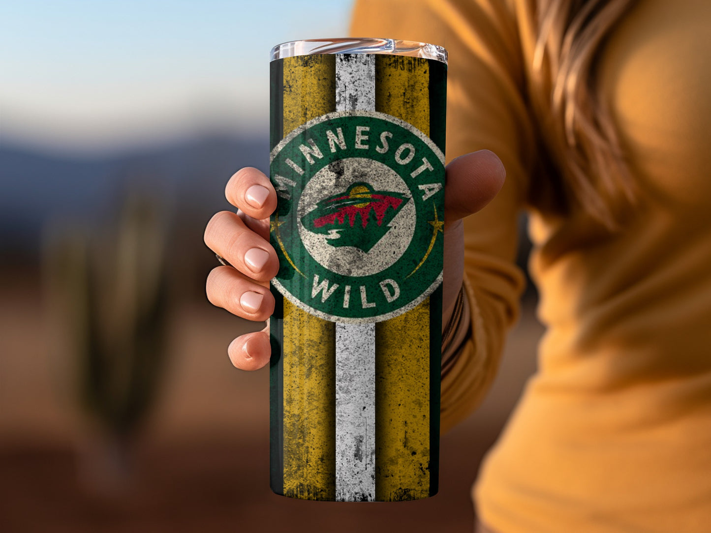 Minnesota Wild Striped Design Tumbler with Logo