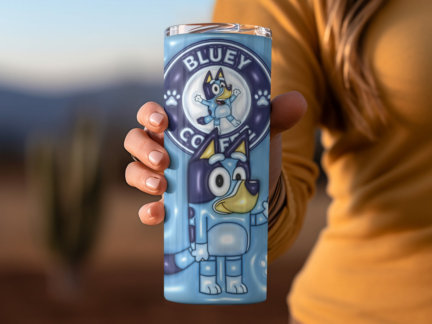 Bluey Coffee Cartoon Character Blue Tumbler