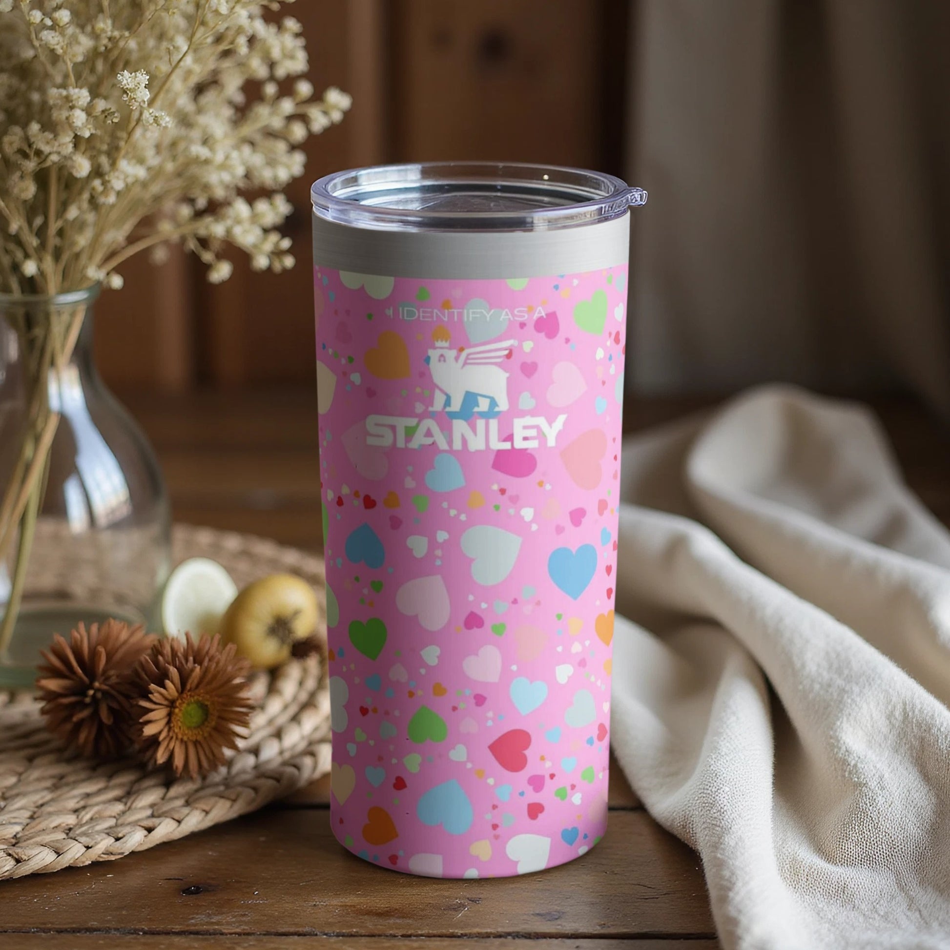 Colorful Hearts Design Insulated Stanley Cup