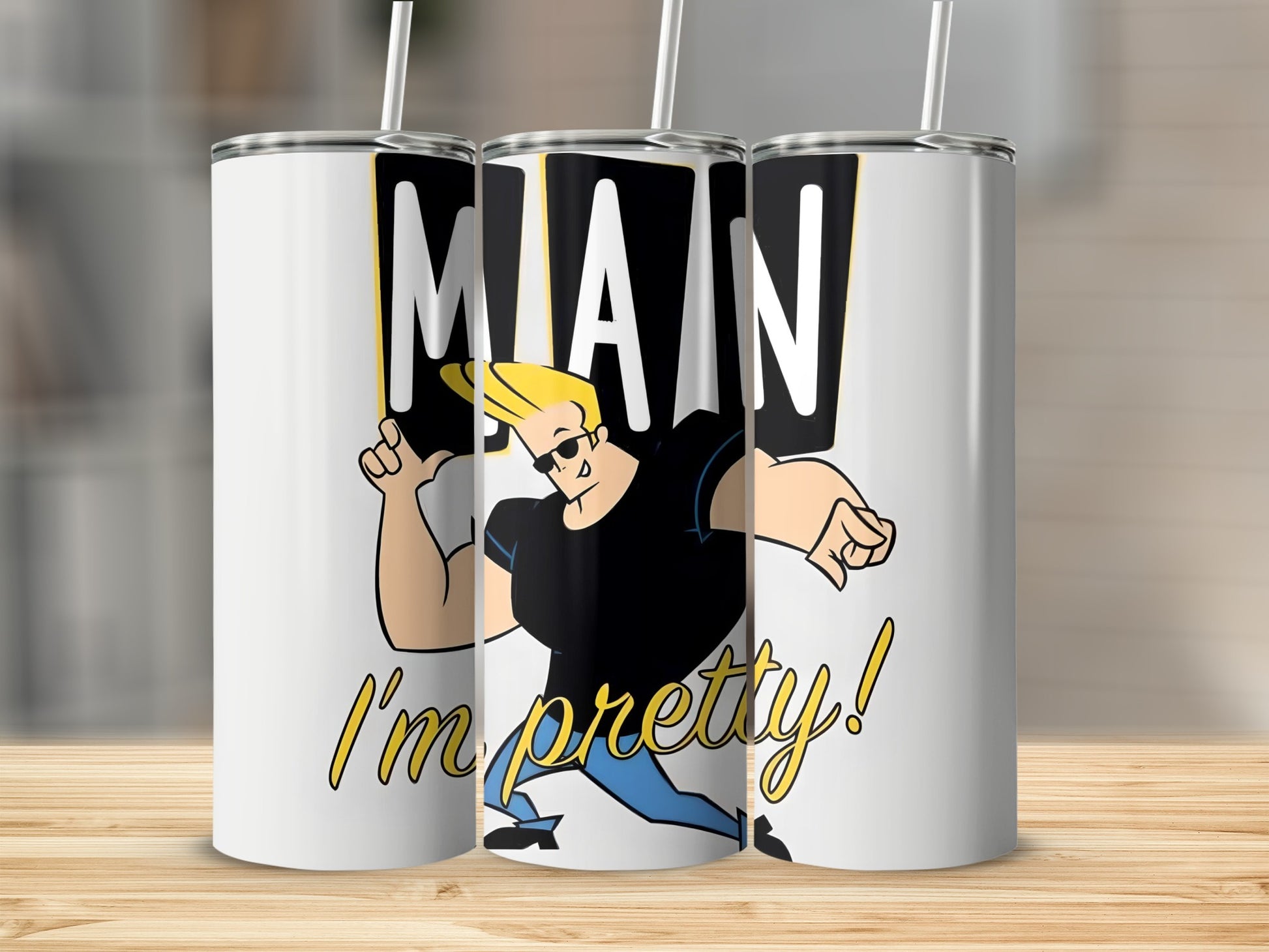Johnny Bravo I'm Pretty White Tumbler Travel Mug