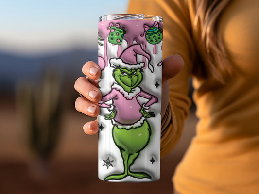 Funny Grinch Christmas Skinny Tumbler Cup for Holidays