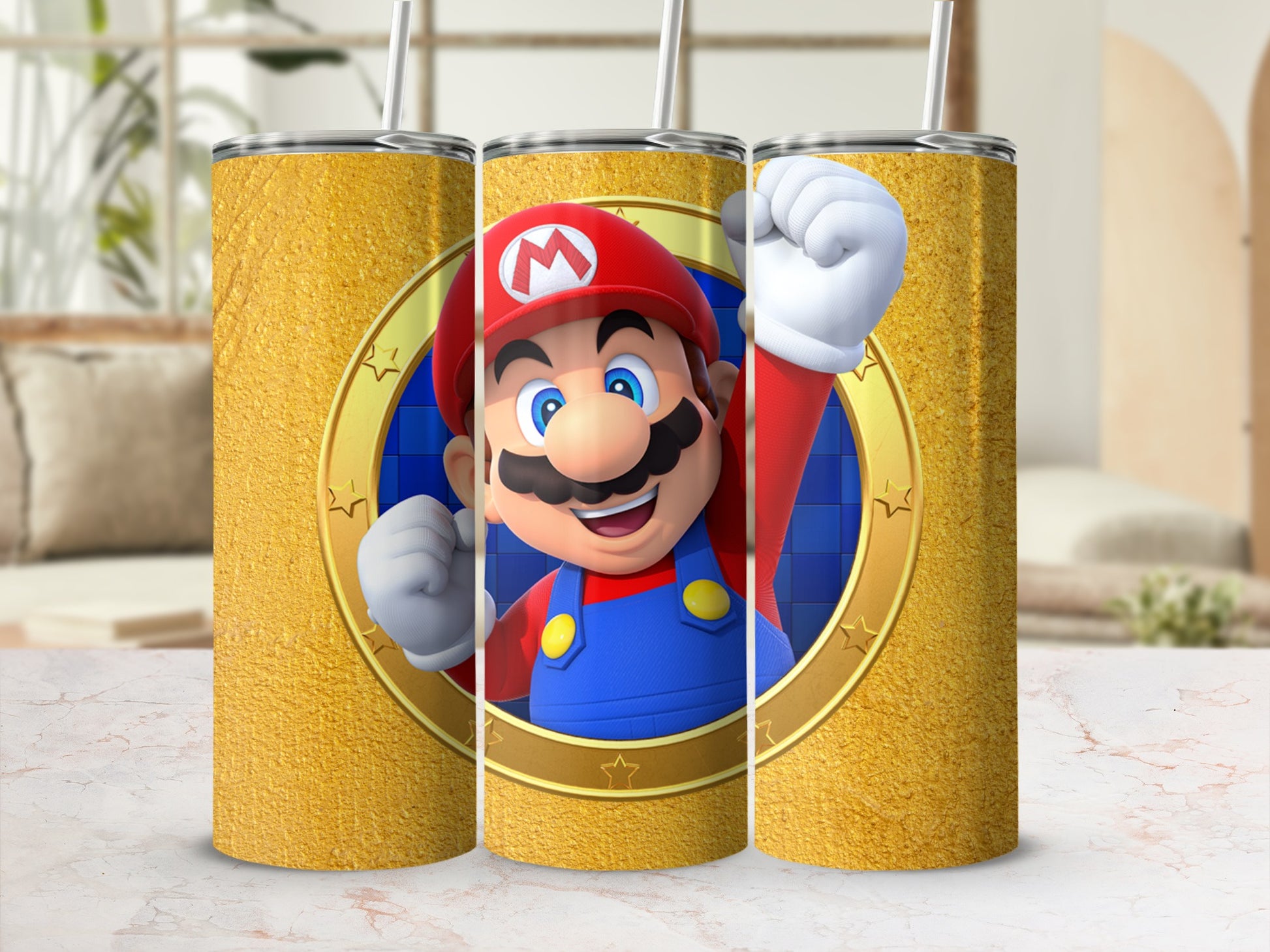 Mario Enthusiast Gold Design Tumbler