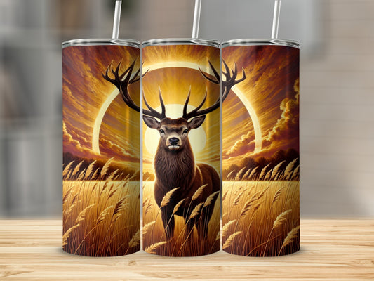 Majestic Deer in Golden Fields Nature Tumbler