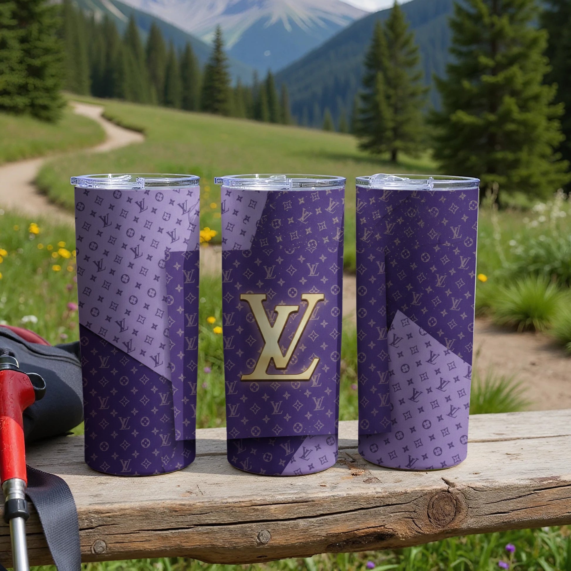 Luxury Purple Monogram Travel Tumbler 20oz Tumbler