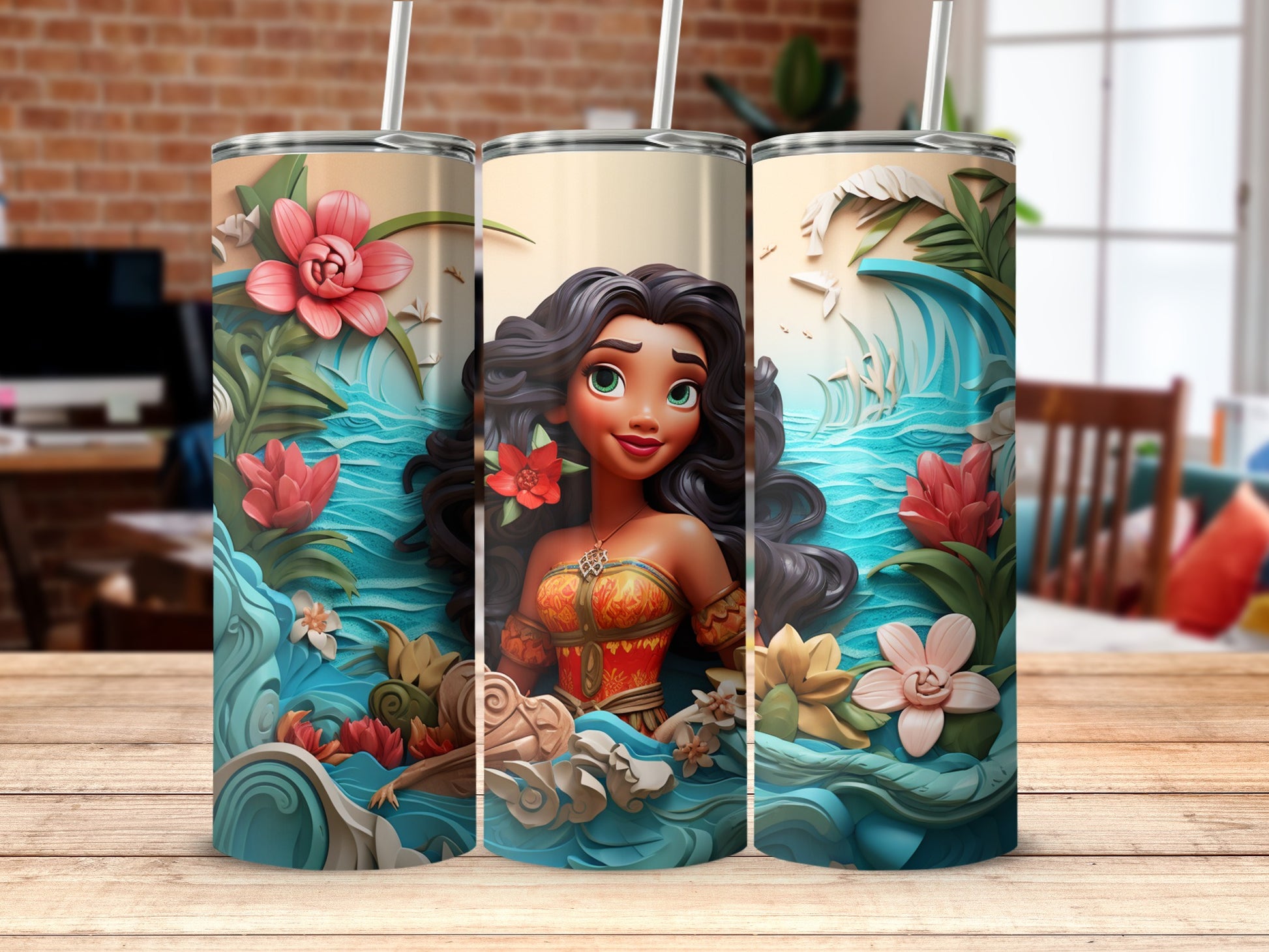 Beautiful Tumbler With Colorful Floral Mermaid Design
