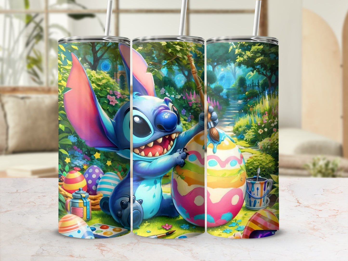 Vibrant Animated Character Painting Easter Egg tumbler