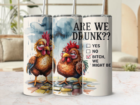 Funny Drunk Roosters Rainy Day Bitch We Might Be Tumbler
Drunk Rooster, Funny Chicken, Are We Drunk, Bitch We Might Be, Humorous Quote, Sarcastic Design, Party Tumbler, Rainy Day Art, Cocktail Cup, Gifting Idea, Unique Tumbler, Animal Graphic, Beverage Tumbler, Insulated Tumbler, Drinkware Gift, Rooster Graphic, Novelty Tumbler, Adult Humor, Checkbox Design, Farmyard Birds