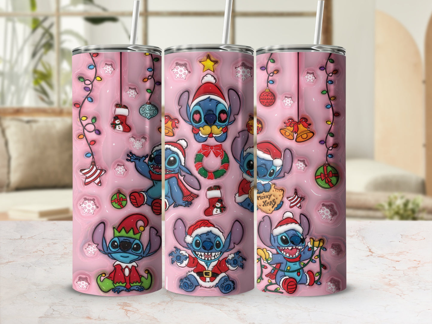 Festive Cartoon Character Christmas Themed Tumbler