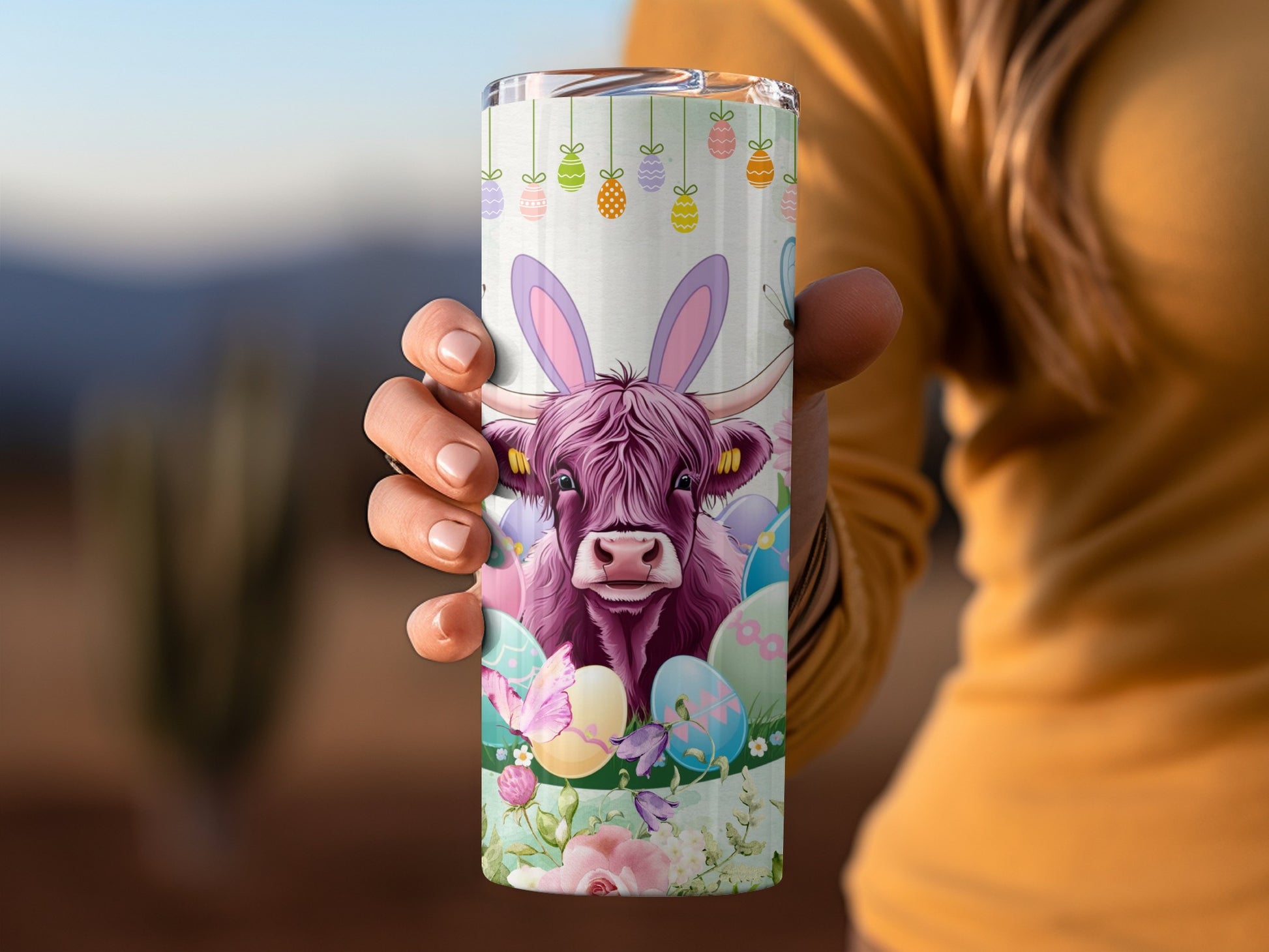 Easter Bunny Cow Colorful Tumbler for Spring Gift