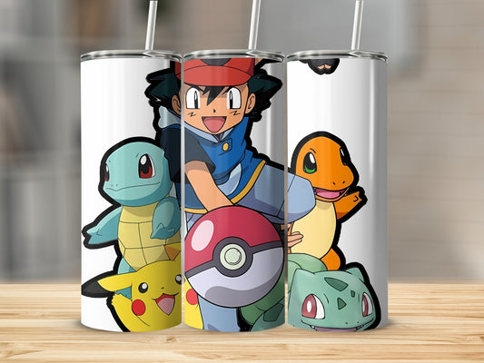 Pokemon Characters Themed Tumbler with Lid and Straw Cup