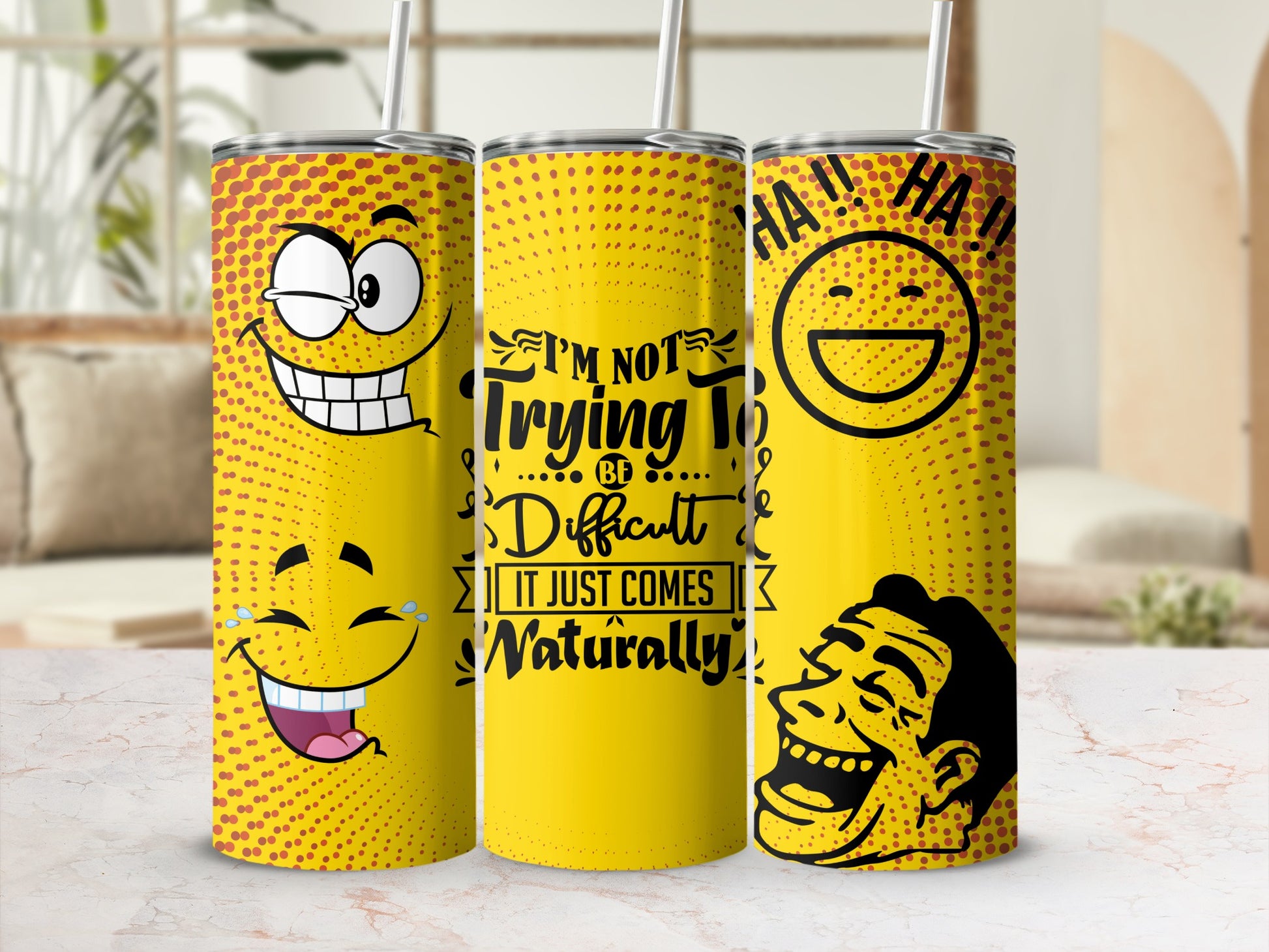 Funny Yellow Emoji Faces with Hilarious Quotes Tumbler