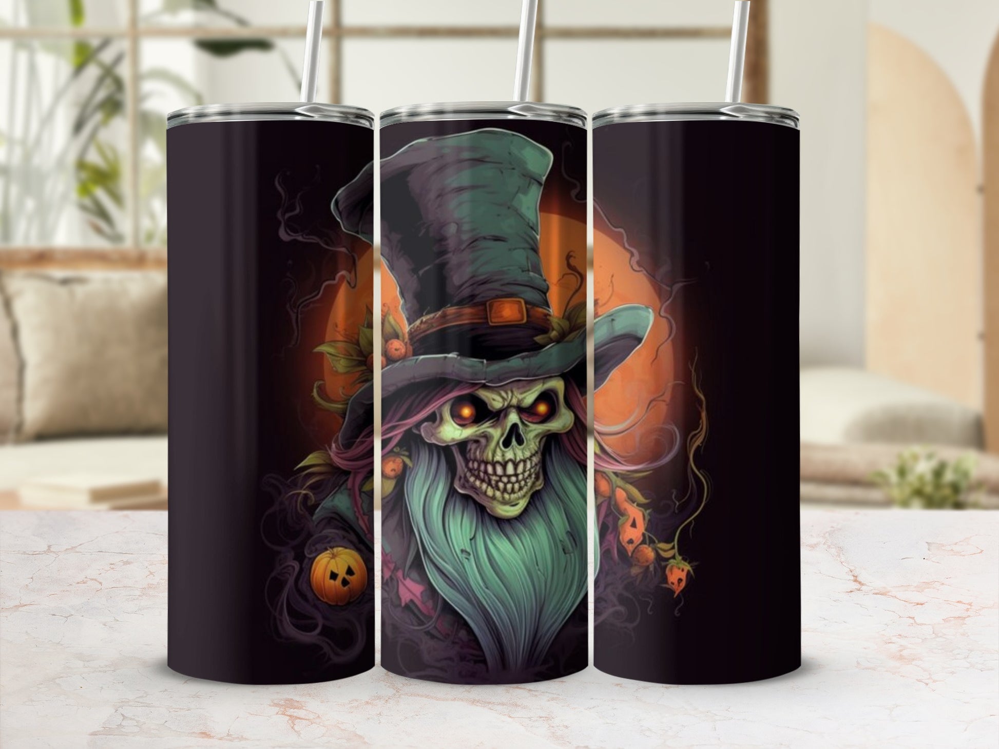 Halloween Skeleton Witch Design Insulated Tumbler