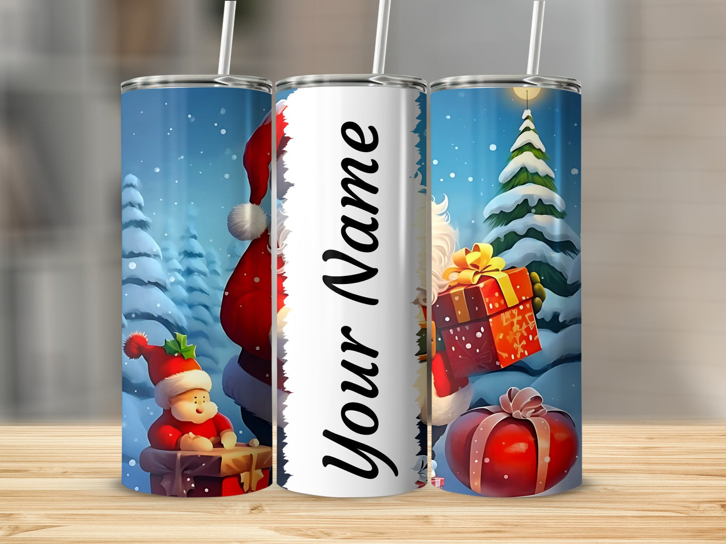 Festive Personalized Christmas Themed Tumbler Cup