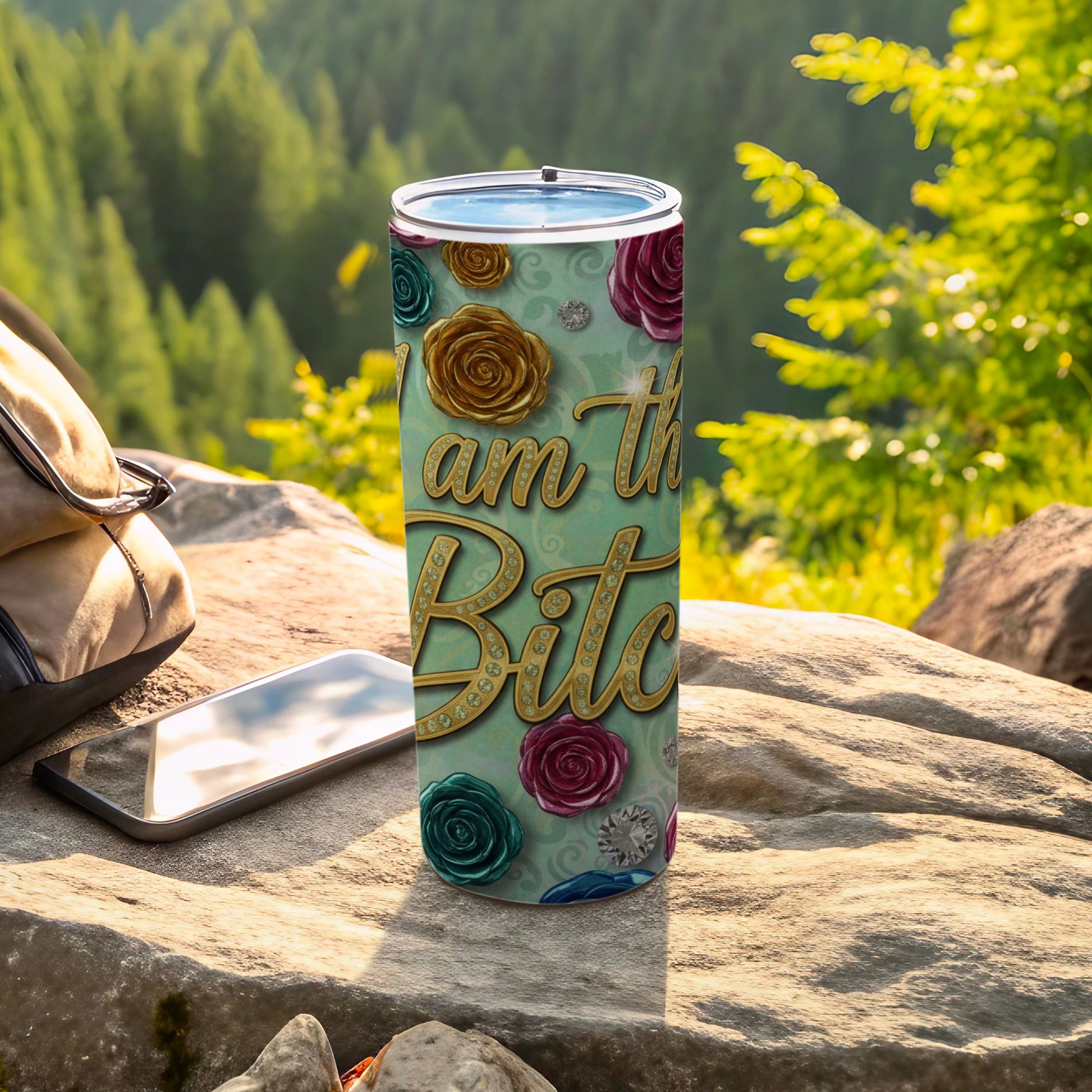 I Am The Bitch Floral Art Tumbler