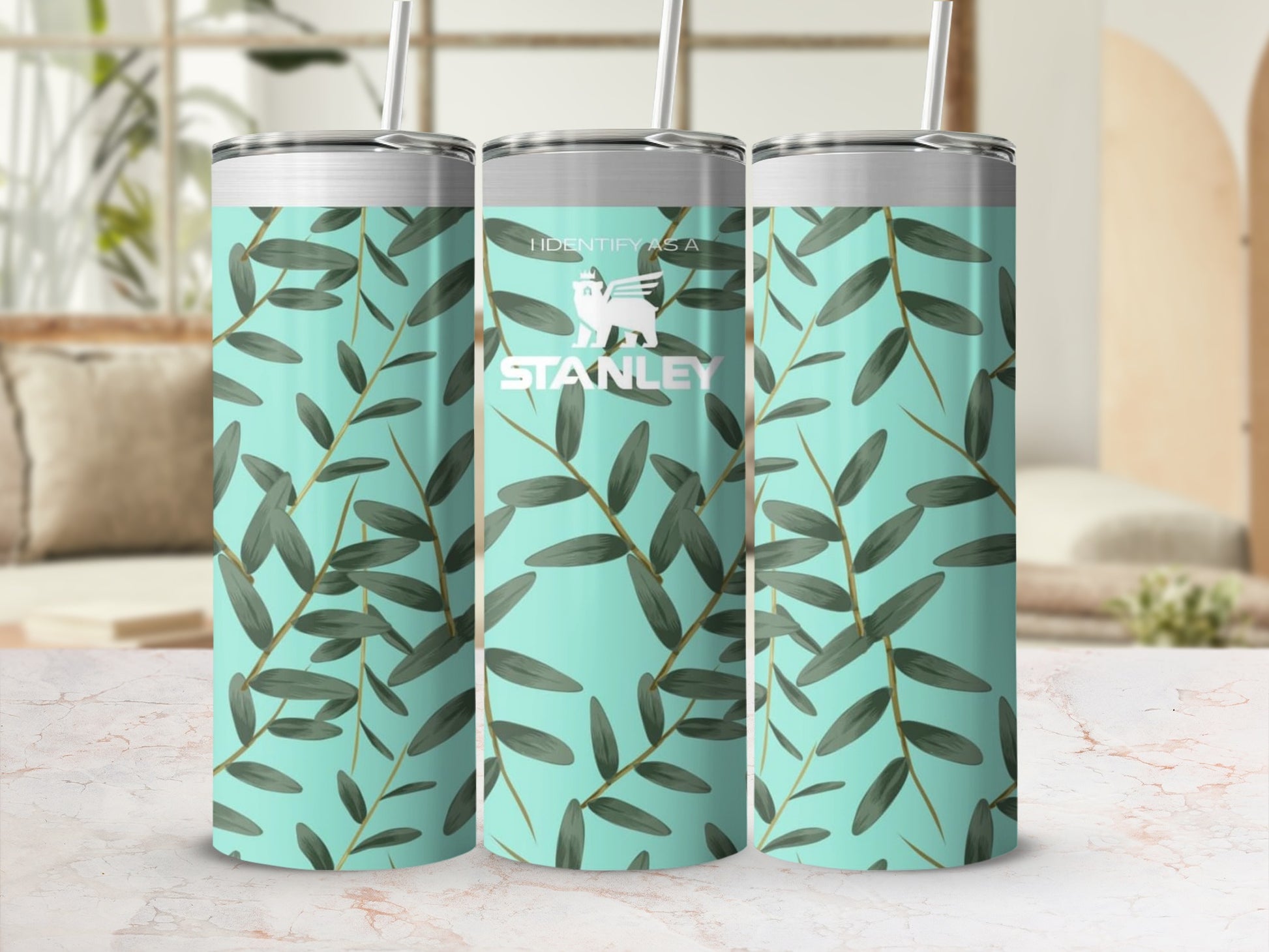 Leaf Patterned Insulated Stanley Tumbler Cup