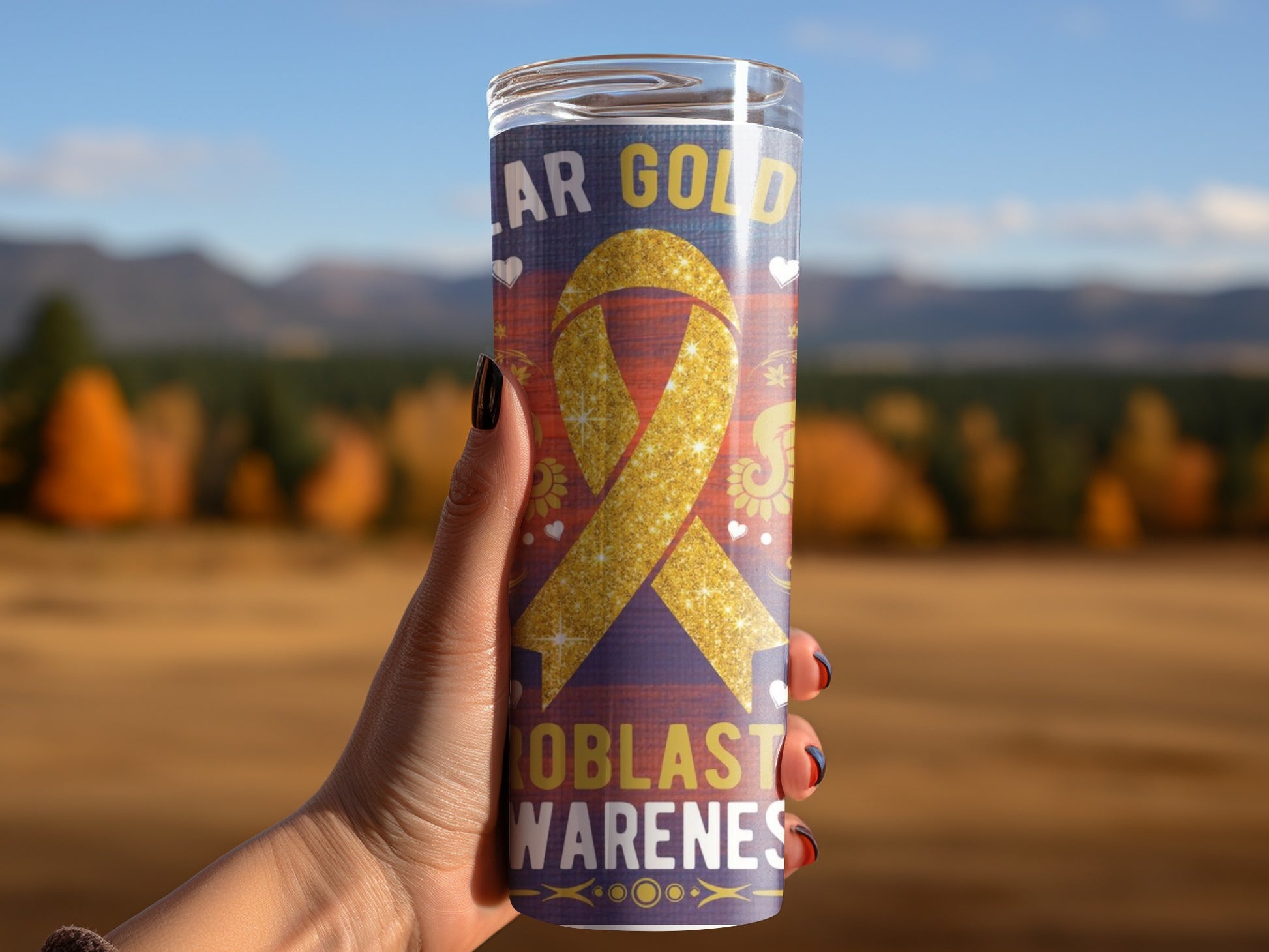 Clear Gold Awareness Tumbler for Awareness Product