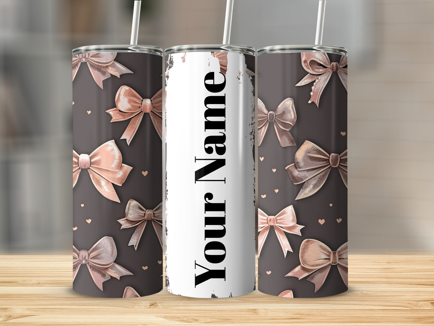 Personalized Tumbler with Stylish Bow Design