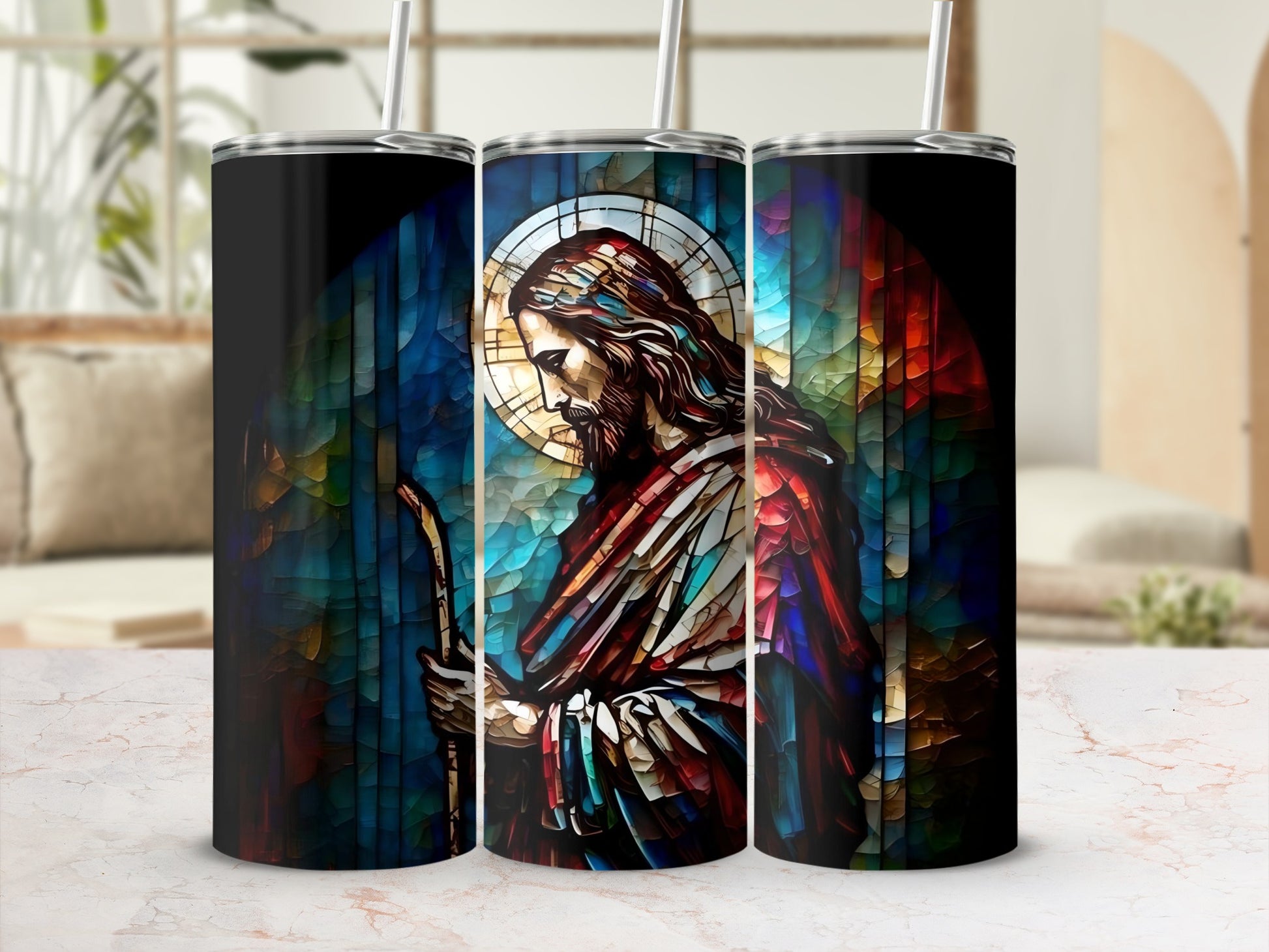 Stained Glass Jesus Art Insulated Tumbler Product