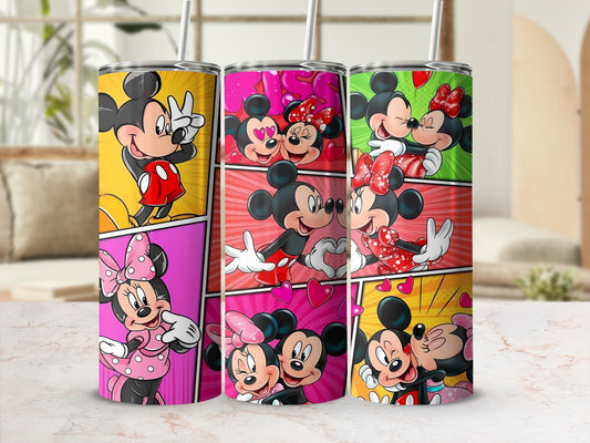 Colorful Mickey Mouse and Minnie Mouse Tumbler Set