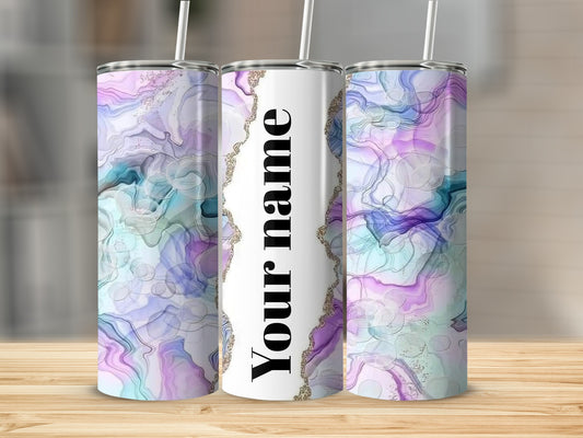 Personalized Marble Art Tumblers with Custom Name
