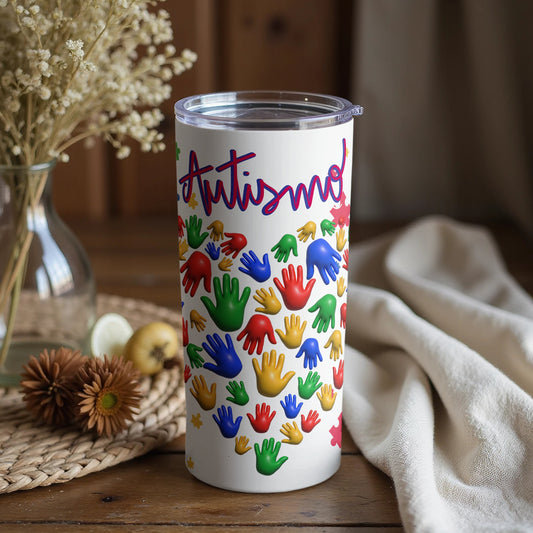Colorful Hands Design with Word Art Tumbler