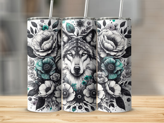 Wolf Floral Design Teal Accents Tumbler product type