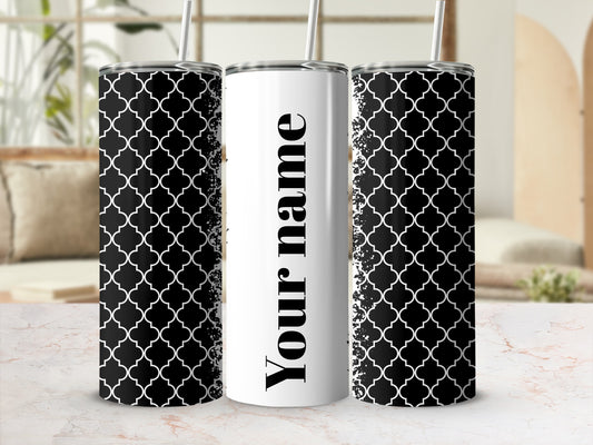 Customizable Black and White Patterned Tumbler