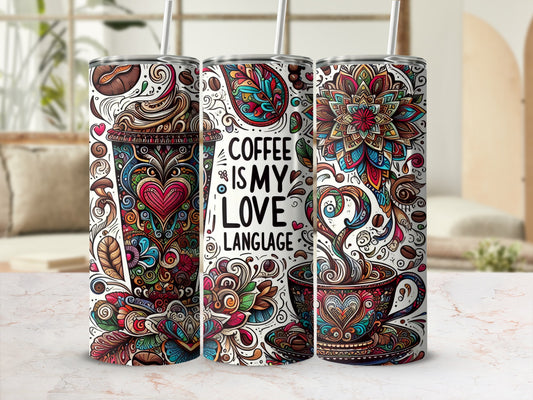 Colorful Coffee Is My Love Language Art Tumbler product type