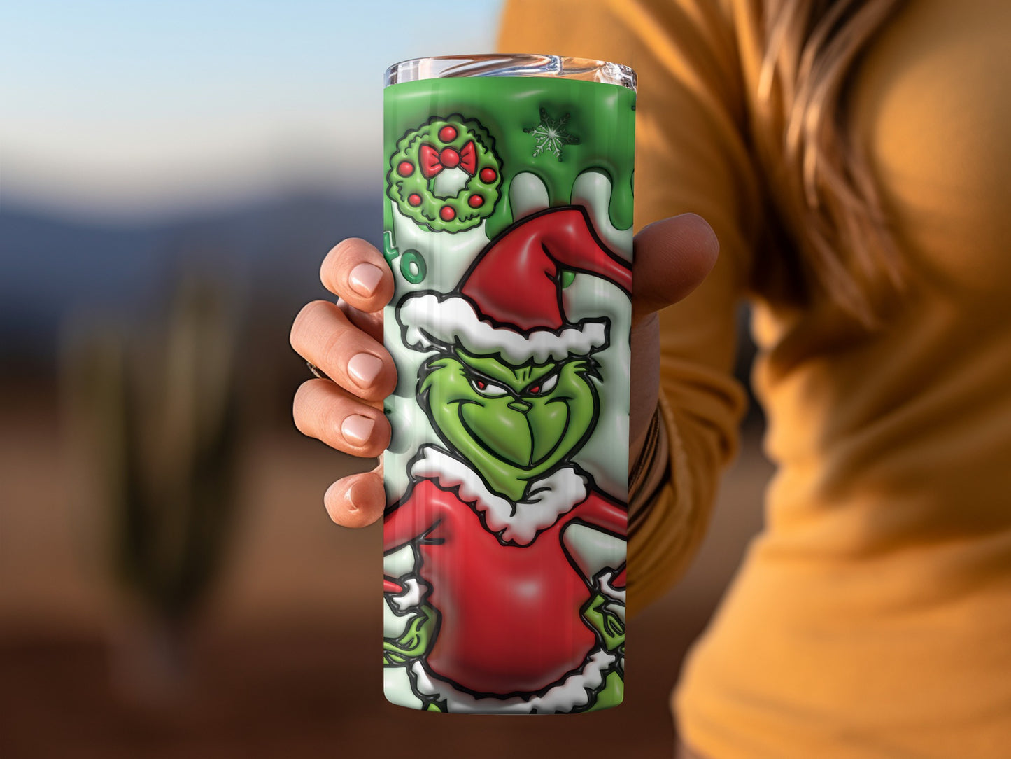 Festive Grinch Christmas Design Tumbler Cup Product