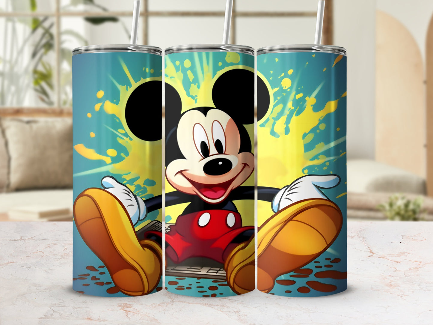 Vibrant Mickey Mouse Design Stainless Steel Tumbler