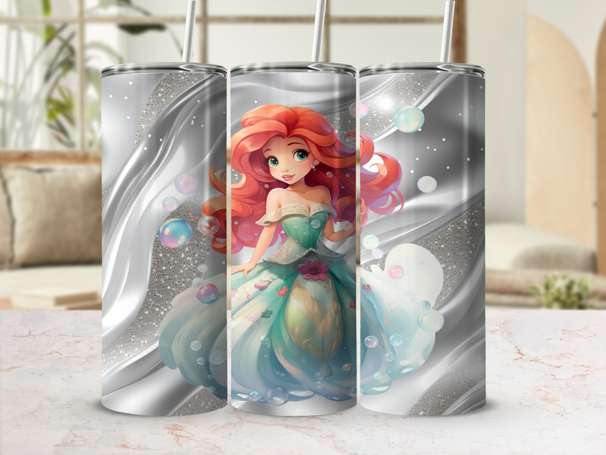 Mermaid Princess Glitter Tumbler for Sparkle Lovers