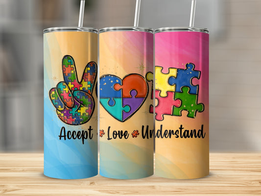 Accept Love Understand Puzzle Design Tumblers