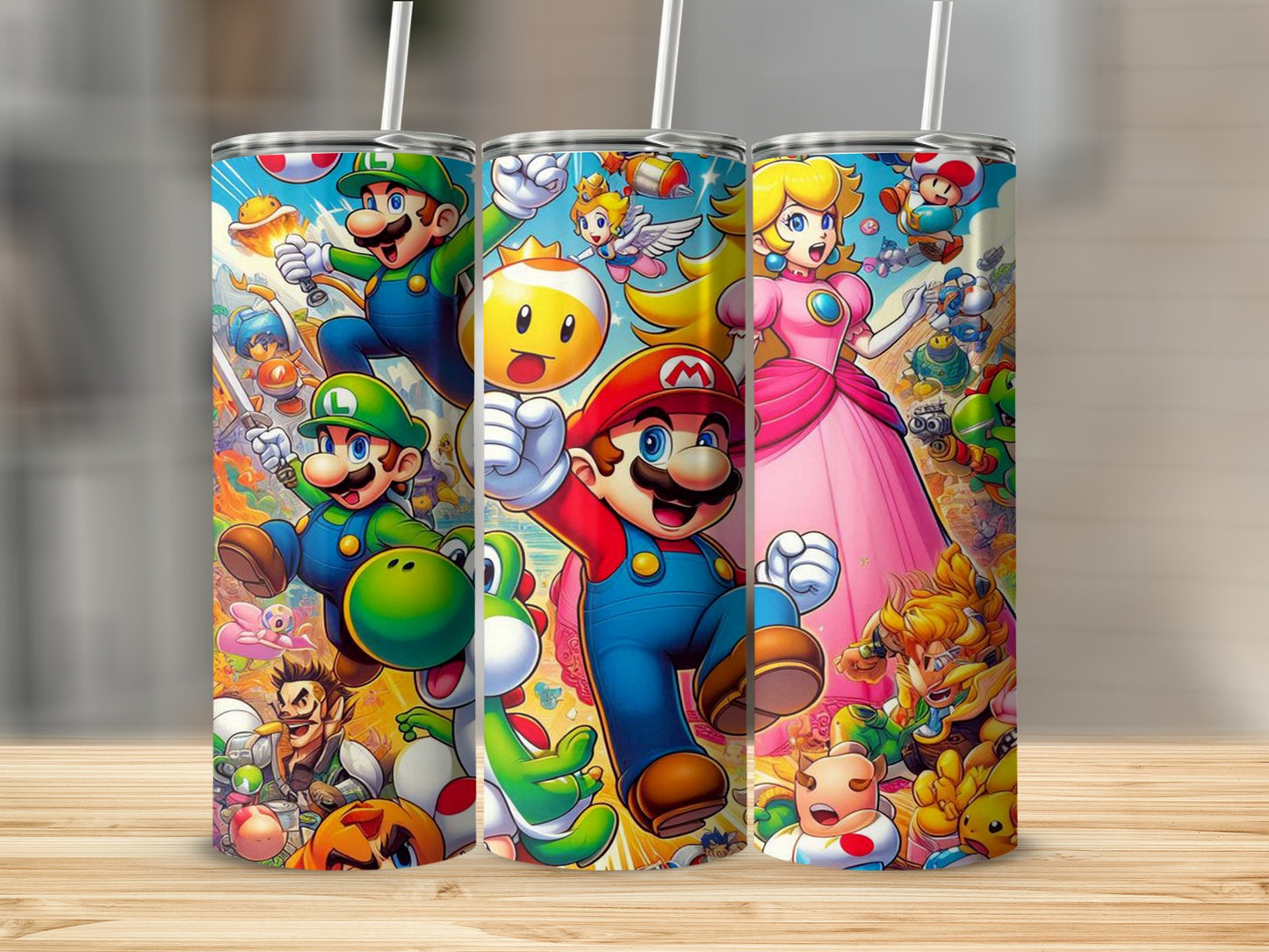Colorful Mario Luigi Princess Peach Tumbler Cup