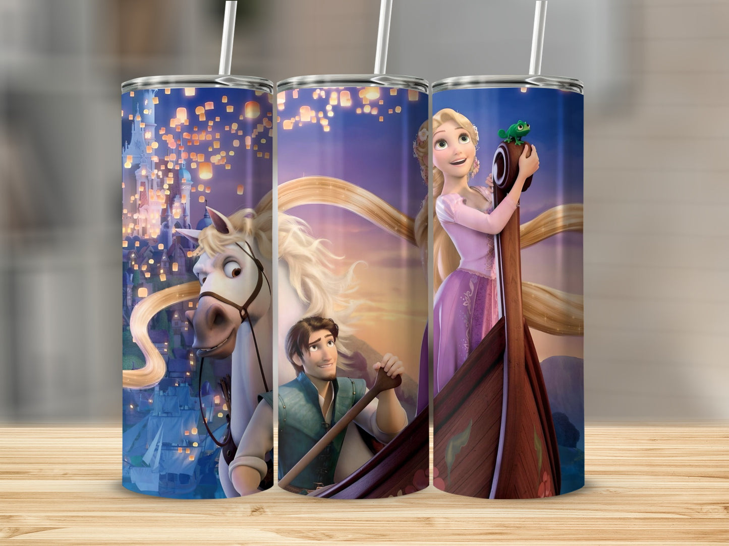 Tangled Characters with Lanterns Steel Tumbler Cup