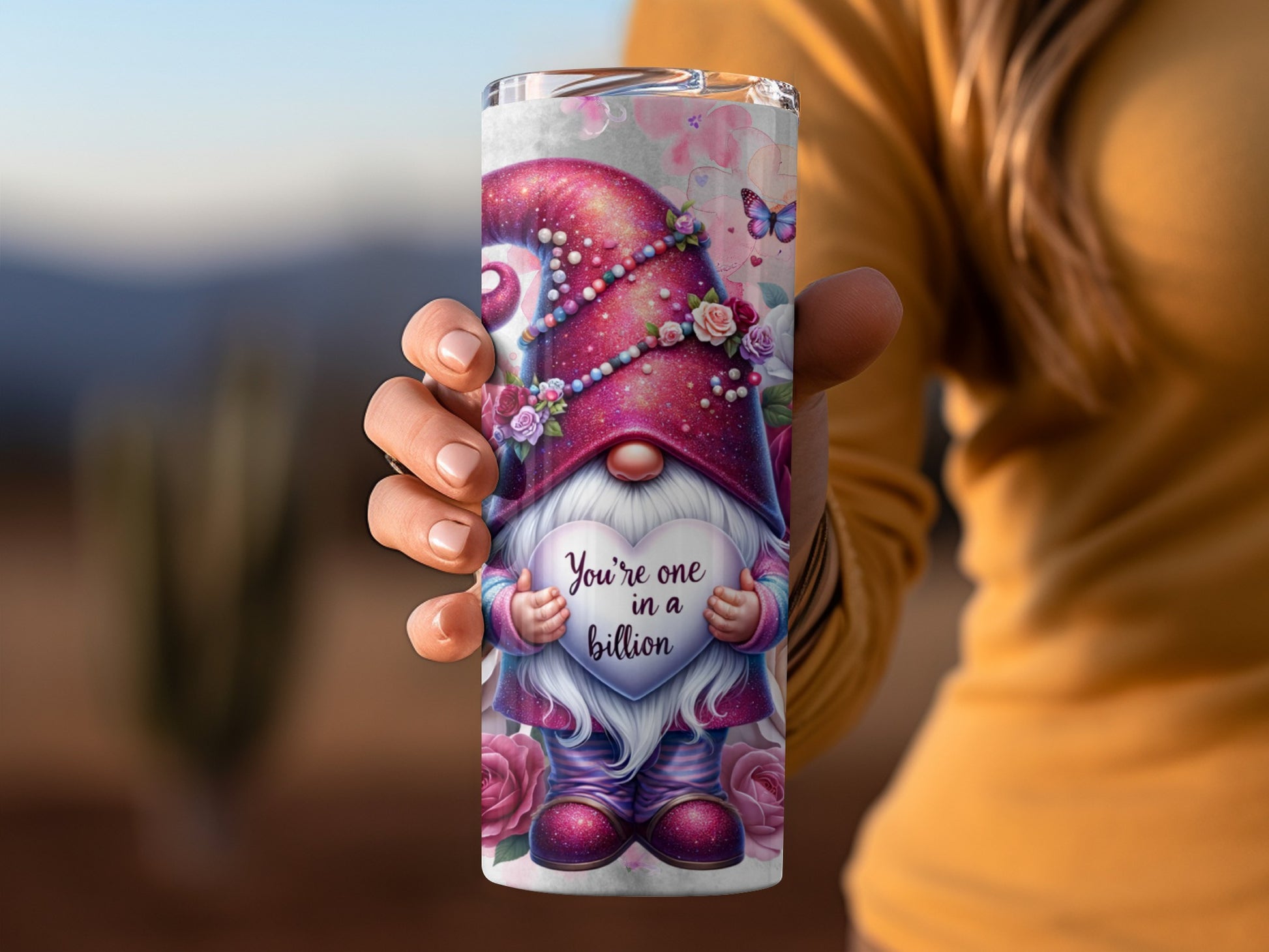 You're One in a Billion Pink Gnome Design Beverage Flask
