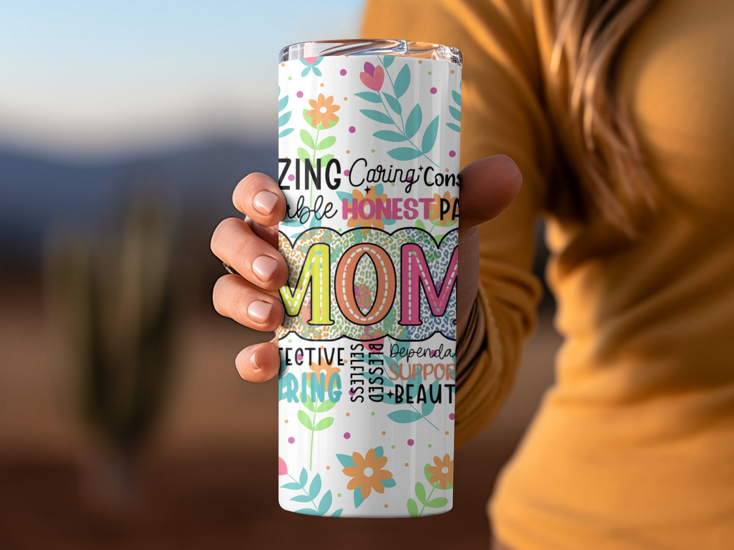 Colorful Floral MOM Insulated Tumbler for Mother's Day Gift