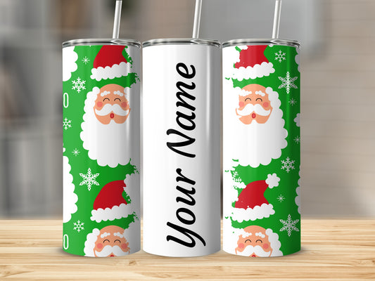 Personalized Santa Claus Christmas Tumbler with Straw