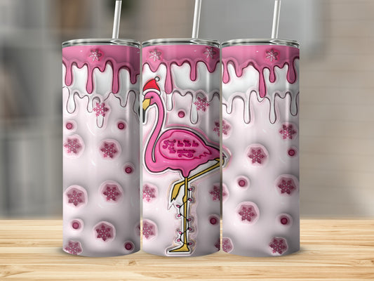 Pink Flamingo Snowflake Tumbler For Hot and Cold Drinks