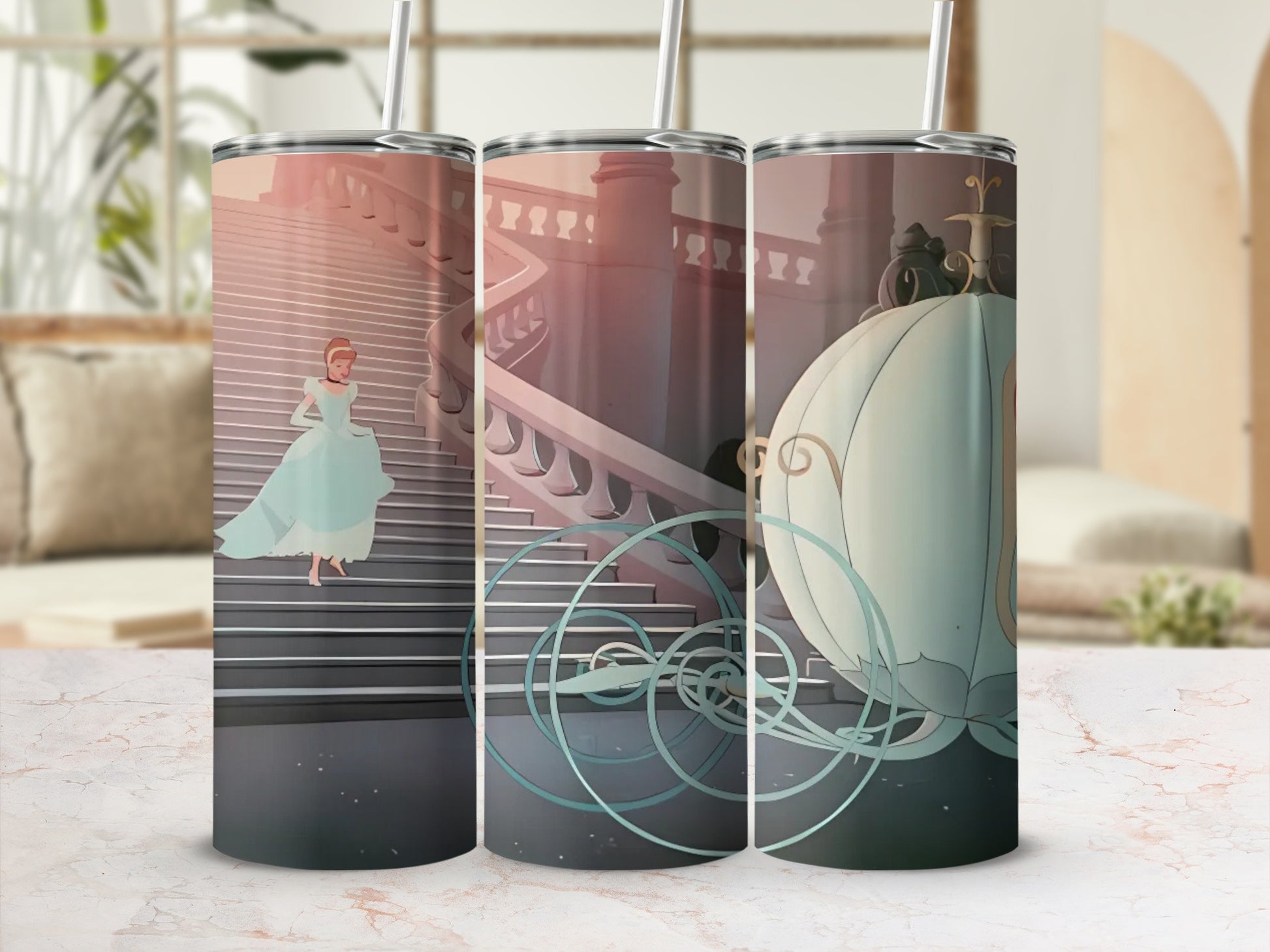 Enchanting Cinderella Themed Stainless Steel Tumbler