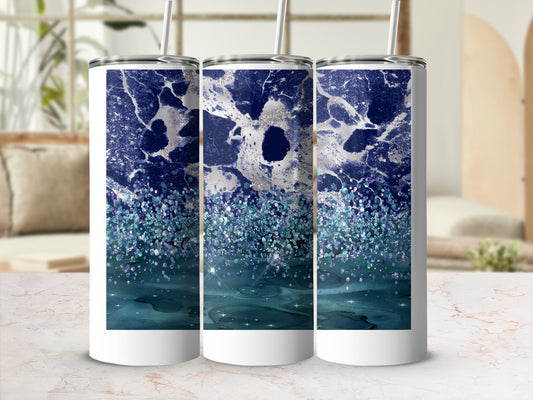 Blue Silver Marble Glitter Ombre Deep Teal product type