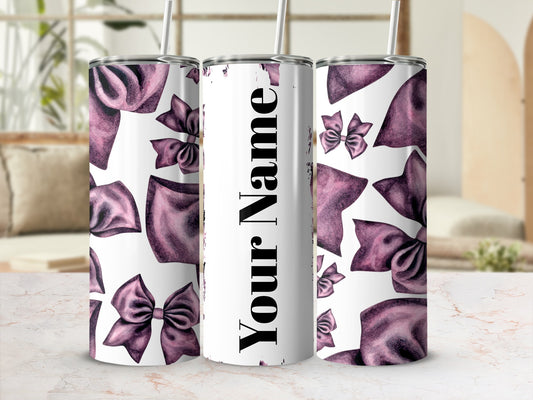 Personalized Purple Bow Design Insulated Tumbler